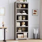 Étagère réglable à 5/6 niveaux, bibliothèque haute de style rustique, meuble de rangement autonome avec kit anti-basculement pour bureau à domicile, salon, bureau