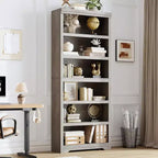 Étagère réglable à 5/6 niveaux, bibliothèque haute de style rustique, meuble de rangement autonome avec kit anti-basculement pour bureau à domicile, salon, bureau