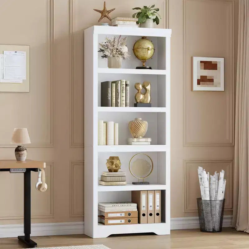 Étagère réglable à 5/6 niveaux, bibliothèque haute de style rustique, meuble de rangement autonome avec kit anti-basculement pour bureau à domicile, salon, bureau