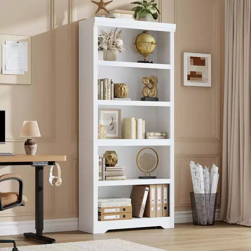 Étagère réglable à 5/6 niveaux, bibliothèque haute de style rustique, meuble de rangement autonome avec kit anti-basculement pour bureau à domicile, salon, bureau