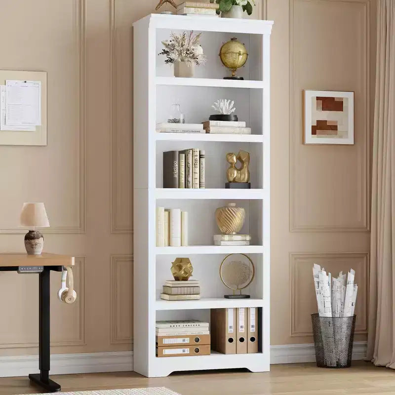 Étagère réglable à 5/6 niveaux, bibliothèque haute de style rustique, meuble de rangement autonome avec kit anti-basculement pour bureau à domicile, salon, bureau