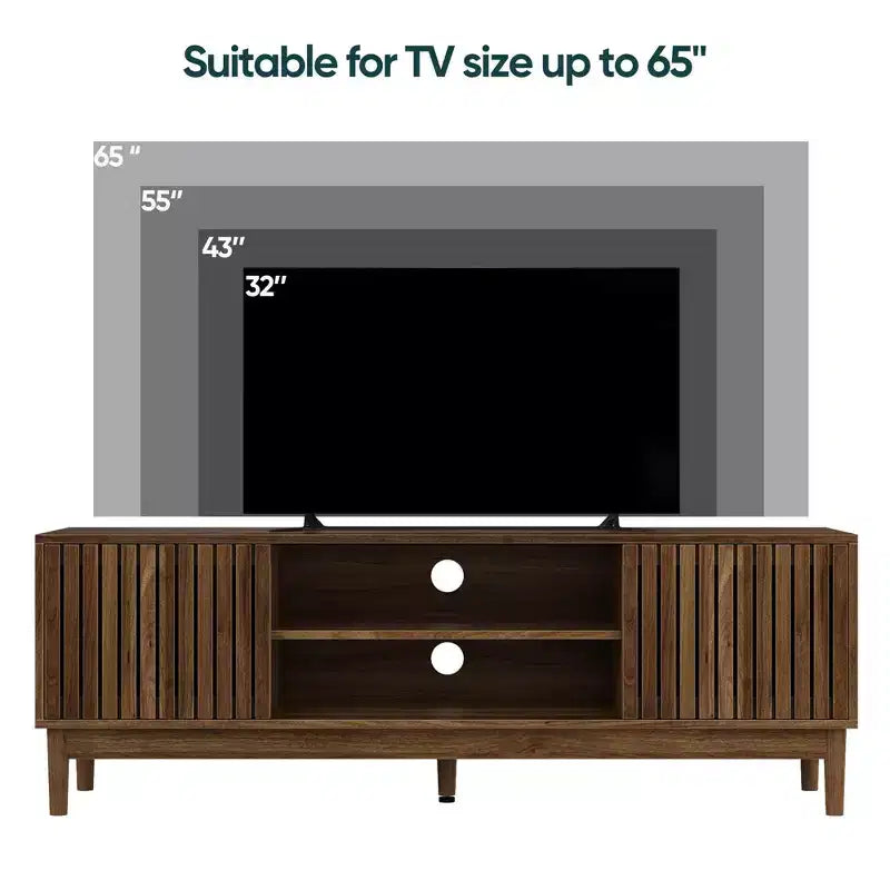 GDFStudio Meuble TV Rajesh Moderne en Bois 55 po avec Étagères Ouvertes et Trou pour Câbles