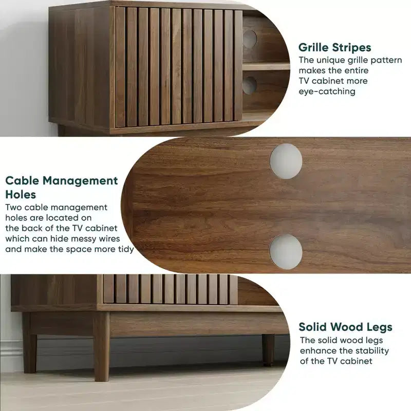 GDFStudio Meuble TV Rajesh Moderne en Bois 55 po avec Étagères Ouvertes et Trou pour Câbles