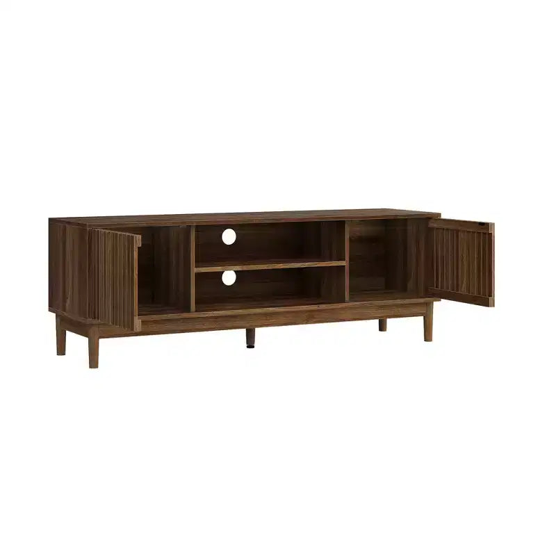 GDFStudio Meuble TV Rajesh Moderne en Bois 55 po avec Étagères Ouvertes et Trou pour Câbles