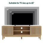 GDFStudio Meuble TV Rajesh Moderne en Bois 55 po avec Étagères Ouvertes et Trou pour Câbles