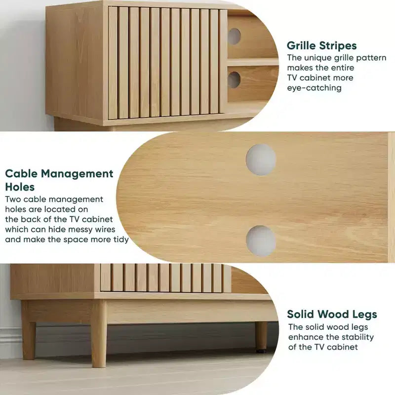 GDFStudio Meuble TV Rajesh Moderne en Bois 55 po avec Étagères Ouvertes et Trou pour Câbles