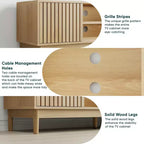 GDFStudio Meuble TV Rajesh Moderne en Bois 55 po avec Étagères Ouvertes et Trou pour Câbles