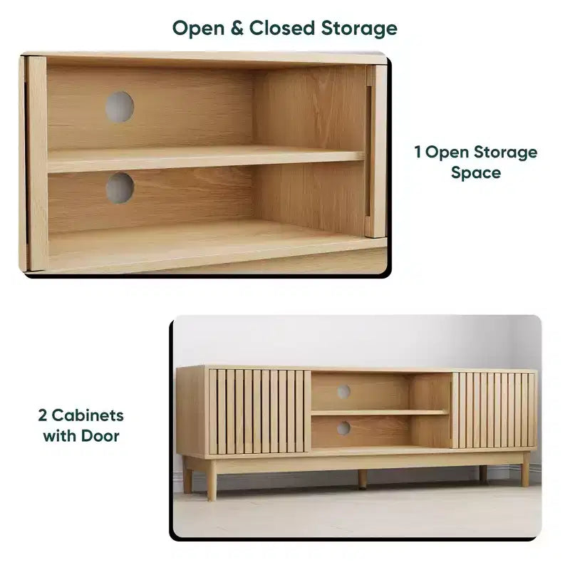 GDFStudio Meuble TV Rajesh Moderne en Bois 55 po avec Étagères Ouvertes et Trou pour Câbles