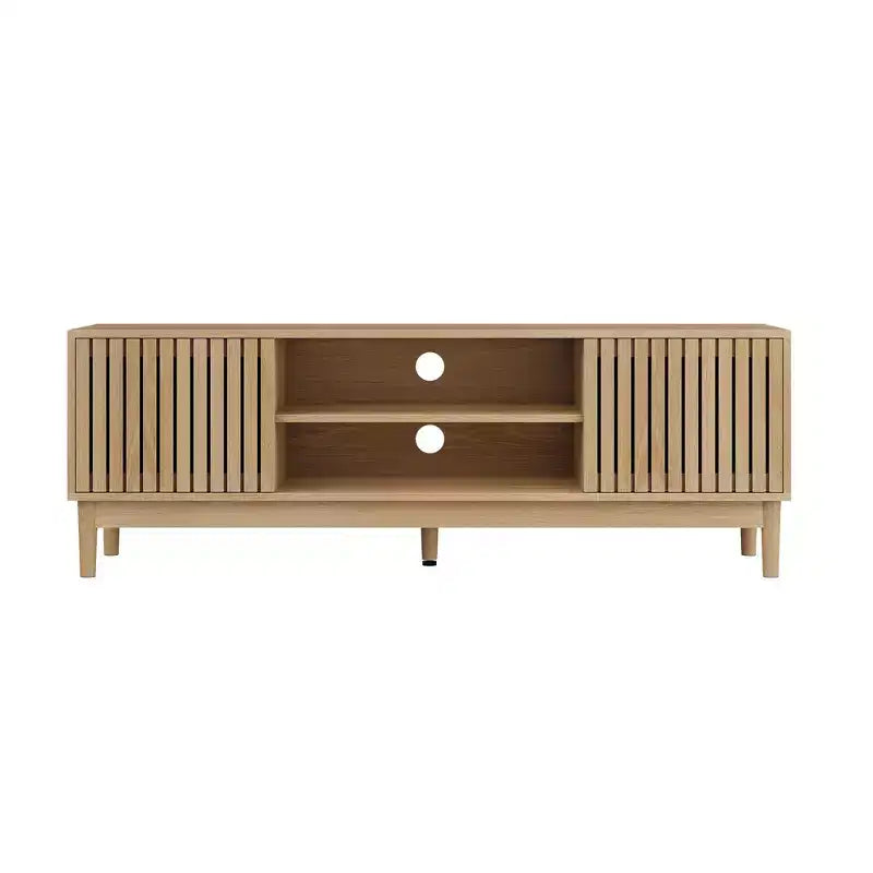 GDFStudio Meuble TV Rajesh Moderne en Bois 55 po avec Étagères Ouvertes et Trou pour Câbles