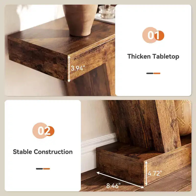 Console, table de canapé rustique avec étagère de rangement pour couloir derrière le canapé, salon, entrée