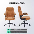 Chaise de bureau ergonomique robuste 350LBS, chaise de bureau exécutive en cuir PU avec soutien lombaire et accoudoirs relevables pour une installation confortable à la maison
