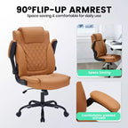 Chaise de bureau ergonomique robuste 350LBS, chaise de bureau exécutive en cuir PU avec soutien lombaire et accoudoirs relevables pour une installation confortable à la maison