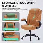 Chaise de bureau ergonomique robuste 350LBS, chaise de bureau exécutive en cuir PU avec soutien lombaire et accoudoirs relevables pour une installation confortable à la maison