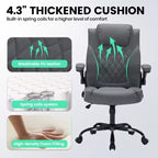 Chaise de bureau ergonomique robuste 350LBS, chaise de bureau exécutive en cuir PU avec soutien lombaire et accoudoirs relevables pour une installation confortable à la maison