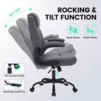 Chaise de bureau ergonomique robuste 350LBS, chaise de bureau exécutive en cuir PU avec soutien lombaire et accoudoirs relevables pour une installation confortable à la maison