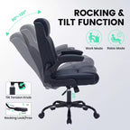 Chaise de bureau ergonomique robuste 350LBS, chaise de bureau exécutive en cuir PU avec soutien lombaire et accoudoirs relevables pour une installation confortable à la maison