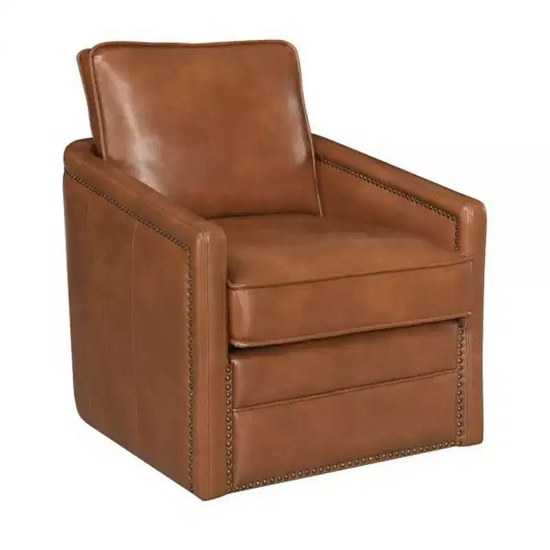 Fauteuil d'appoint Royal Hampton de 34 pouces avec pivot, revêtement en similicuir, marron
