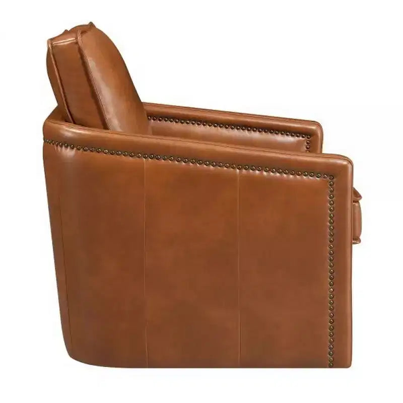 Fauteuil d'appoint Royal Hampton de 34 pouces avec pivot, revêtement en similicuir, marron