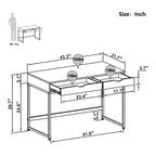 Bestier Petit Bureau Rectangulaire d'Ordinateur pour Écriture, Coiffeuse, Maquillage, Style Minimaliste, Élégant et Simple avec 2 Grands Tiroirs, Marron Rustique