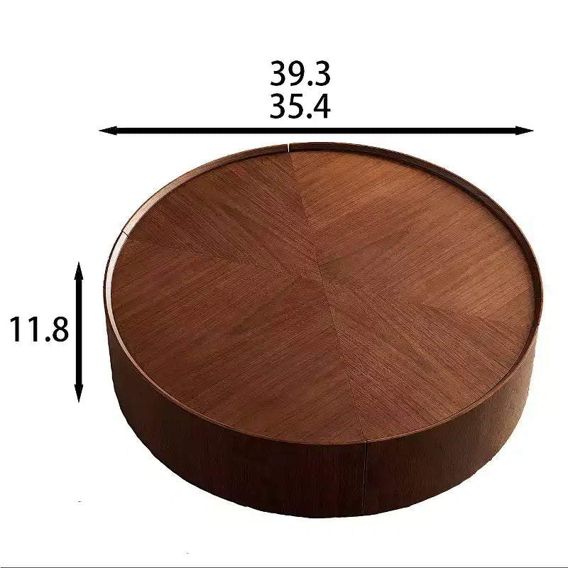 Tables basses JVNOXK de 99,8 cm, design circulaire en noyer, adaptées aux salons, matériau en noyer, adaptées aux chambres, salons, bureaux
