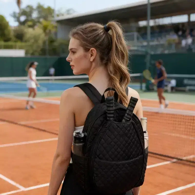 Sac de tennis matelassé pour femmes Sac de raquettes de pickleball badminton léger avec compartiment rembourré et poches multiples