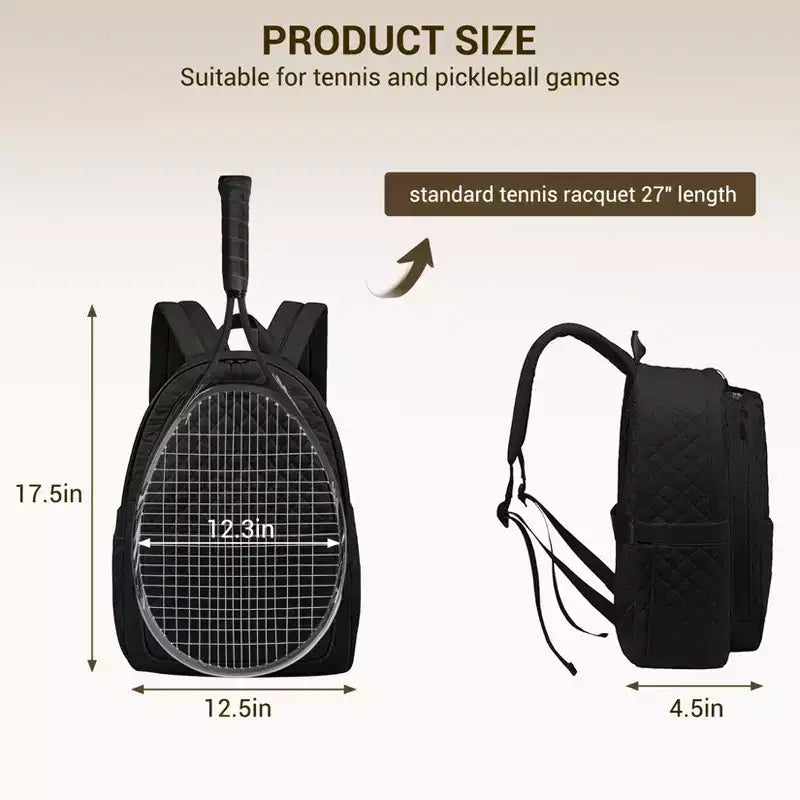 Sac de tennis matelassé pour femmes Sac de raquettes de pickleball badminton léger avec compartiment rembourré et poches multiples