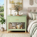 Karl Home Light Green P2 MDF Nightstand 1 Drawer 1 Shelf 29.5 Inch