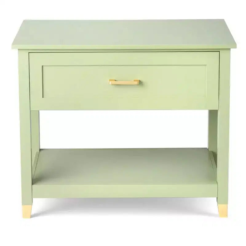 Table de chevet Karl Home Light Green P2 MDF 1 tiroir 1 étagère 75 cm