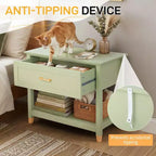 Table de chevet Karl Home Light Green P2 MDF 1 tiroir 1 étagère 75 cm