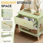 Table de chevet Karl Home Light Green P2 MDF 1 tiroir 1 étagère 75 cm