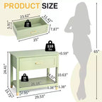 Table de chevet Karl Home Light Green P2 MDF 1 tiroir 1 étagère 75 cm