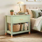 Table de chevet Karl Home Light Green P2 MDF 1 tiroir 1 étagère 75 cm