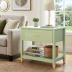 Table de chevet Karl Home Light Green P2 MDF 1 tiroir 1 étagère 75 cm