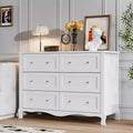 Karl Home White P2 Density Board Painted 47.2in 6 Drawer French Curved Legs