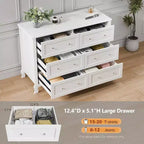 Karl Home Panneau de densité P2 blanc peint 120 cm 6 tiroirs Pieds incurvés à la française