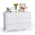 Karl Home Panneau de densité P2 blanc peint 120 cm 6 tiroirs Pieds incurvés à la française