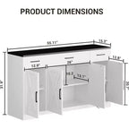 55Buffet de ferme moderne avec 4 portes et 3 tiroirs, buffet de rangement à grain de bois avec étagères réglables Capacité de 136 kg, pour salle à manger