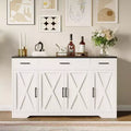 55Modern Farmhouse Buffet Cabinet with 4 Doors & 3 Drawers, Wood Grain Storage Sideboard with Adjustable Shelves 300LBS Capacity, for Dning Room