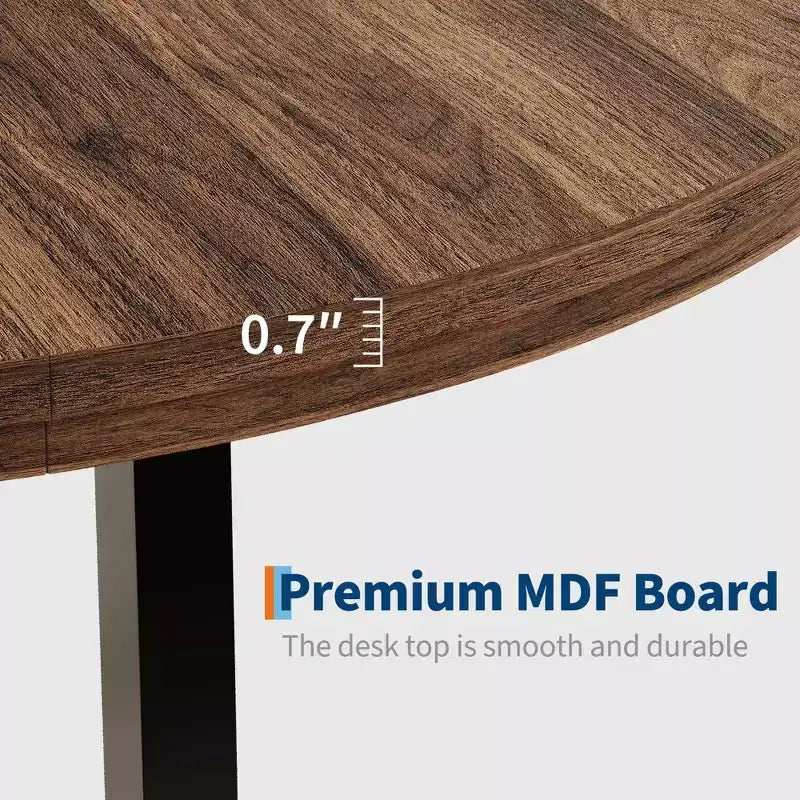 Table de salle à manger circulaire de 47 po, table de cuisine industrielle en bois avec cadre en métal robuste, parfaite pour les repas de 4 à 6 personnes