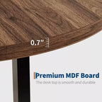 Table de salle à manger circulaire de 47 po, table de cuisine industrielle en bois avec cadre en métal robuste, parfaite pour les repas de 4 à 6 personnes