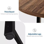 Table de salle à manger circulaire de 47 po, table de cuisine industrielle en bois avec cadre en métal robuste, parfaite pour les repas de 4 à 6 personnes