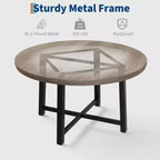 Table de salle à manger circulaire de 47 po, table de cuisine industrielle en bois avec cadre en métal robuste, parfaite pour les repas de 4 à 6 personnes