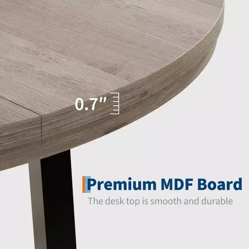 Table de salle à manger circulaire de 47 po, table de cuisine industrielle en bois avec cadre en métal robuste, parfaite pour les repas de 4 à 6 personnes