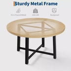 Table de salle à manger circulaire de 47 po, table de cuisine industrielle en bois avec cadre en métal robuste, parfaite pour les repas de 4 à 6 personnes