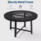 Table de salle à manger circulaire de 47 po, table de cuisine industrielle en bois avec cadre en métal robuste, parfaite pour les repas de 4 à 6 personnes