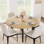 Table de salle à manger circulaire de 47 po, table de cuisine industrielle en bois avec cadre en métal robuste, parfaite pour les repas de 4 à 6 personnes