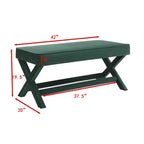 Banc rembourré en velours GDFStudio Kitto de style Mid-Century avec piétement en X