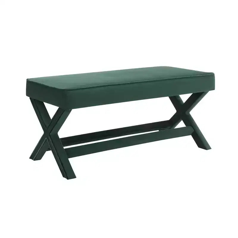 Banc rembourré en velours GDFStudio Kitto de style Mid-Century avec piétement en X
