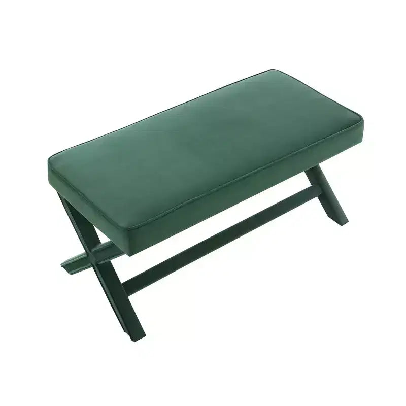 Banc rembourré en velours GDFStudio Kitto de style Mid-Century avec piétement en X