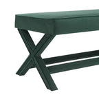 Banc rembourré en velours GDFStudio Kitto de style Mid-Century avec piétement en X